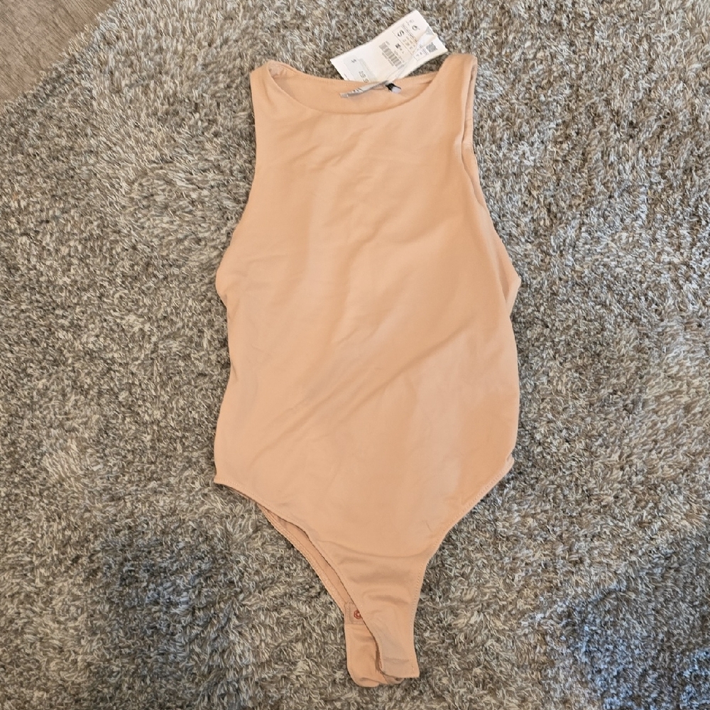 Zara Beige Neutral Bodysuit Sz Small Nwt
